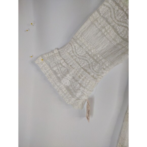 Dressbarn women 14 white lace tiers 3/4 flared ruffle sleeve shift dress stretch - Picture 12 of 16